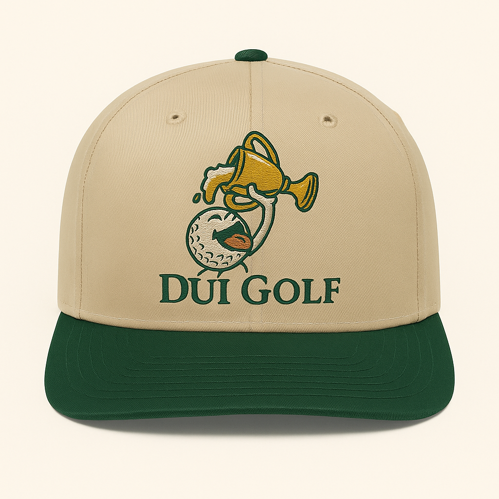 DUI Golf Snapback Hat – Tan & Green