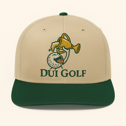 DUI Golf Snapback Hat – Tan & Green
